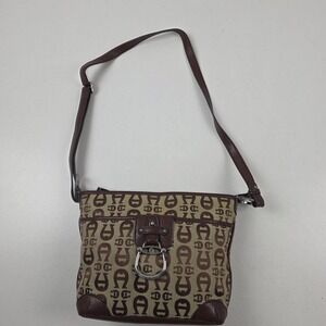 VTG Y2K Etienne Aigner Shoulder Bag Womens Brown Canvas Leather Monogram Purse